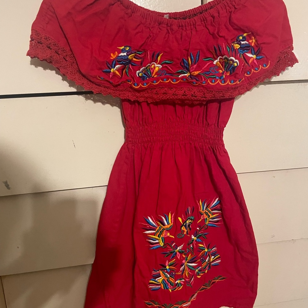 Embroidered Red fiesta Kids Dress